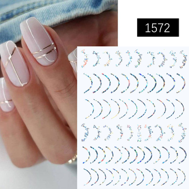 French Rose Gold Striping Tape Nail Design Stripe Lines Geometry 3D Sticker for Nails Gel Polish Sticker Decals for Manicuring