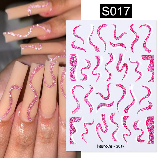 French Rose Gold Striping Tape Nail Design Stripe Lines Geometry 3D Sticker for Nails Gel Polish Sticker Decals for Manicuring