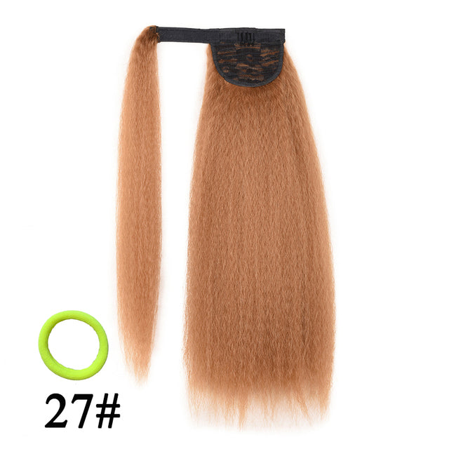 AliLeader Synthetic Long Afro Puff Ponytail Hair Kinky Natural Hair Kinky Straight Drawstring Ponytails With Clip Elastic Band