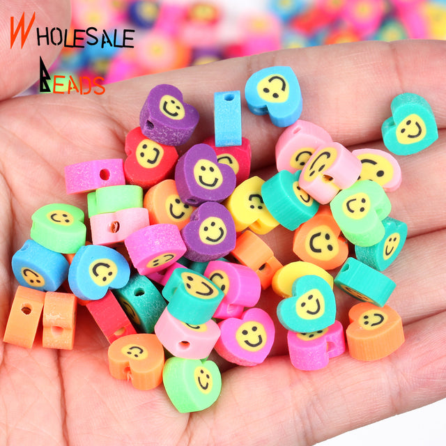 20-110pcs/Lot Polymer Clay Beads Smiley Animal Sunflower Heart Shape Christmas For Jewelry Making DIY Handmade Accessories