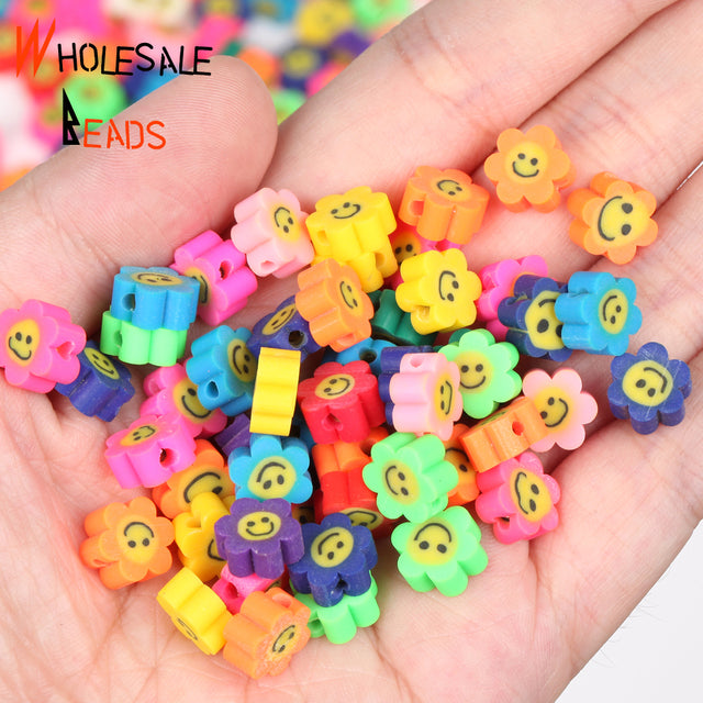 20-110pcs/Lot Polymer Clay Beads Smiley Animal Sunflower Heart Shape Christmas For Jewelry Making DIY Handmade Accessories