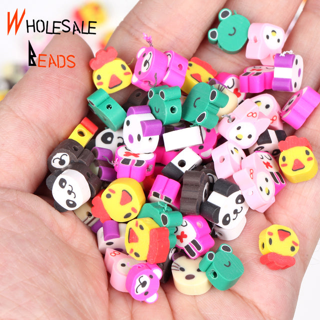 20-110pcs/Lot Polymer Clay Beads Smiley Animal Sunflower Heart Shape Christmas For Jewelry Making DIY Handmade Accessories