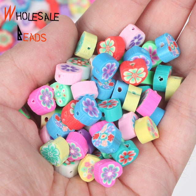 20-110pcs/Lot Polymer Clay Beads Smiley Animal Sunflower Heart Shape Christmas For Jewelry Making DIY Handmade Accessories