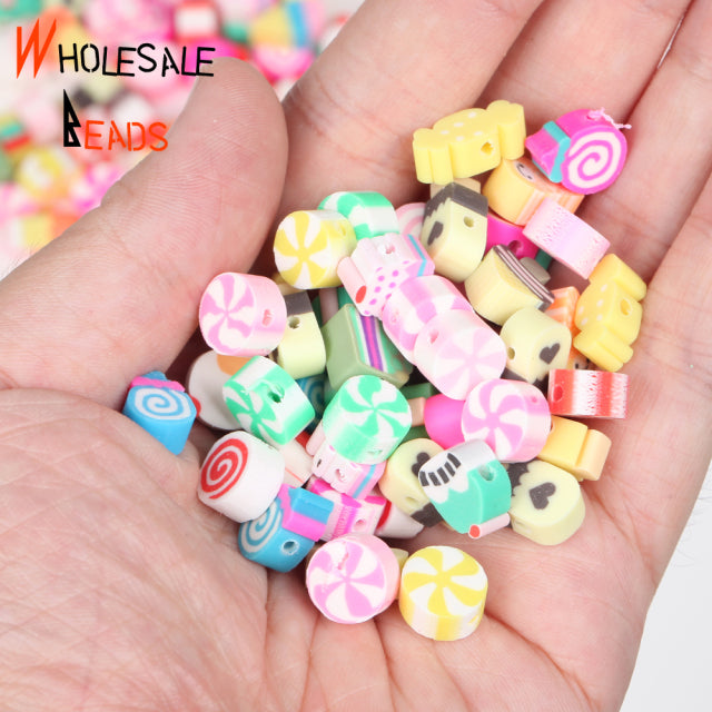 20-110pcs/Lot Polymer Clay Beads Smiley Animal Sunflower Heart Shape Christmas For Jewelry Making DIY Handmade Accessories