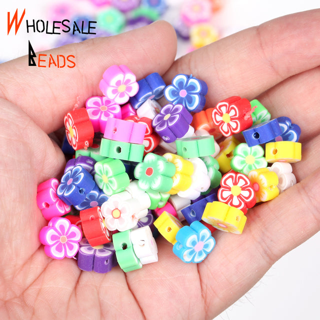 20-110pcs/Lot Polymer Clay Beads Smiley Animal Sunflower Heart Shape Christmas For Jewelry Making DIY Handmade Accessories