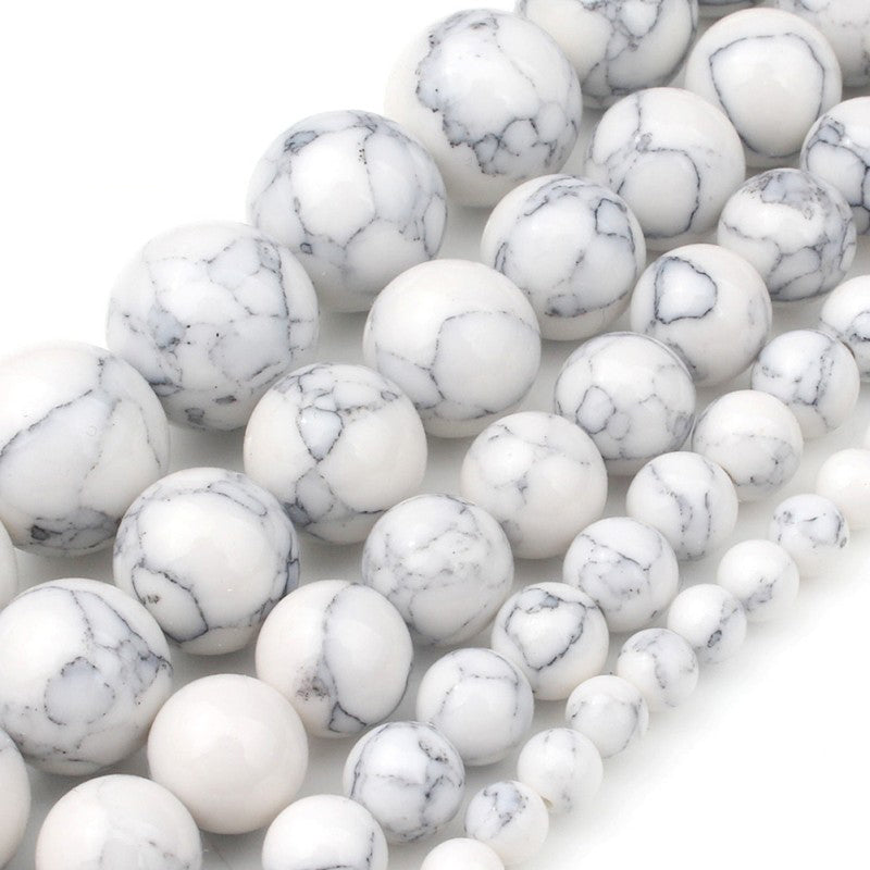 4/6/8/10/12mm Second Generation White Howlite Beads for Jewelry Bracelet Making Round Loose Beads Strand 15&#39;&#39;