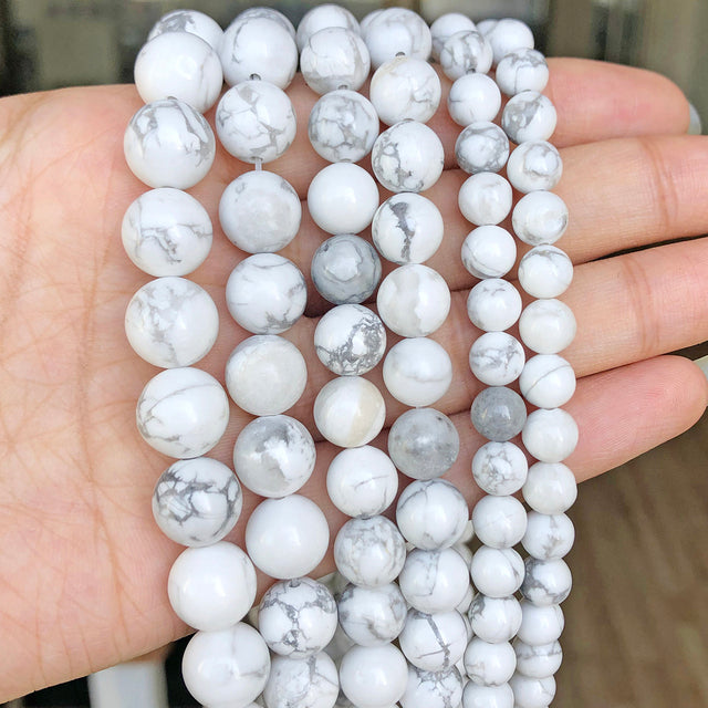 4/6/8/10/12mm Second Generation White Howlite Beads for Jewelry Bracelet Making Round Loose Beads Strand 15&#39;&#39;