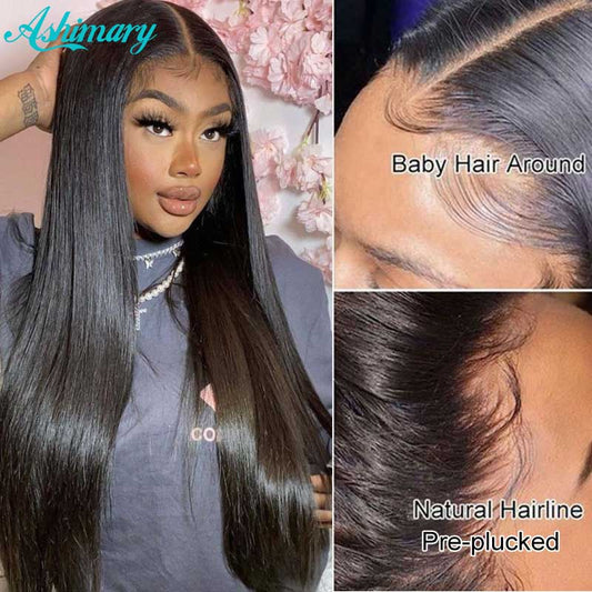 30inch Straight Hd Lace Frontal Wig For Women Human Hair 13x6 Hd Lace Front Wig Pre Plucked 360 Frontal Human Hair Wigs Ashimary