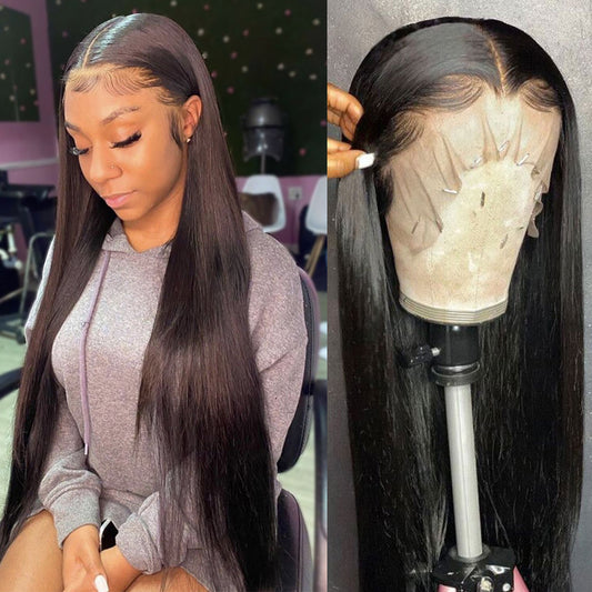 Peruvian Bone Straight Hair Wigs For Women Human Hair 10&quot;-28&quot; T Part Lace Wigs Pre Plucked Bleached Knots Wigs Remy FEELME Hair