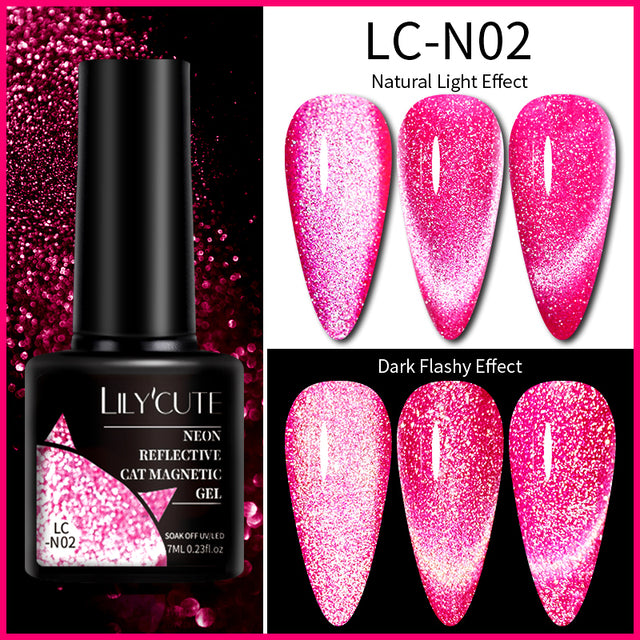 LILYCUTE 7ML 9D Cat Magnetic Gel Polish Set Semi Permanent Soak Off UV LED Glitter Nails Magnet Stick Black Gel Needed