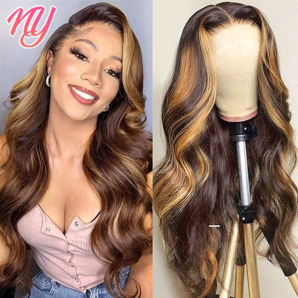 Highlight Wig Human Hair Body Wave Lace Front Wigs For Woman Human Hair 13x4 HD Lace Frontal Wig 8&quot;-32&quot; Colored Human Hair Wigs