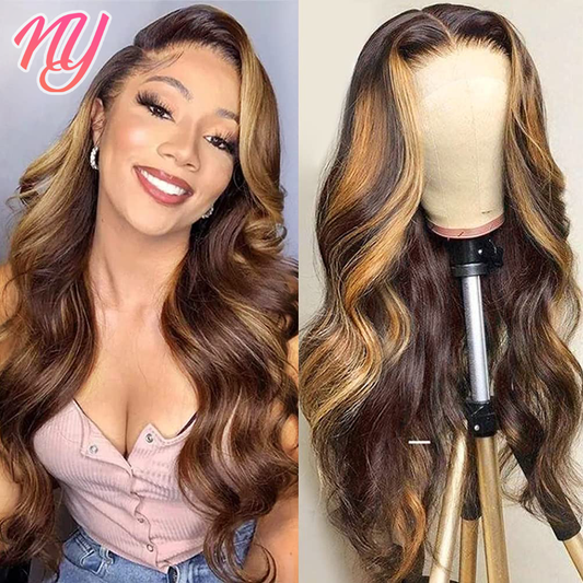 Highlight Wig Human Hair Body Wave Lace Front Wigs For Woman Human Hair 13x4 HD Lace Frontal Wig 8&quot;-32&quot; Colored Human Hair Wigs