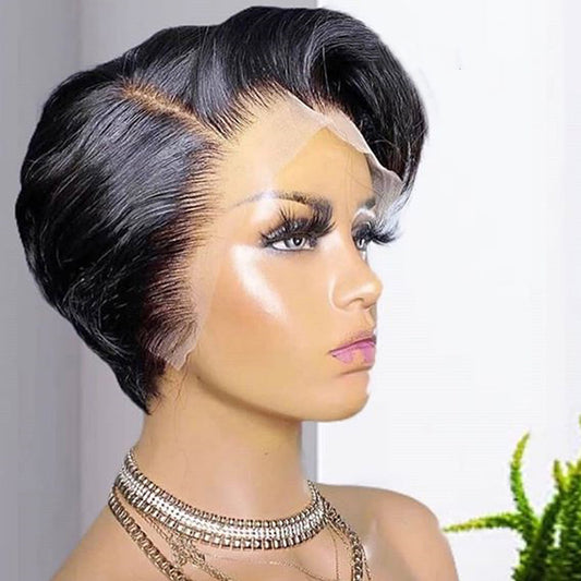 Short Bob Wig Pixie Cut Wig Straight Human Hair Wigs Cheap Human Hair Wig HD Transparent Lace Front Wig For Women Pre plucked
