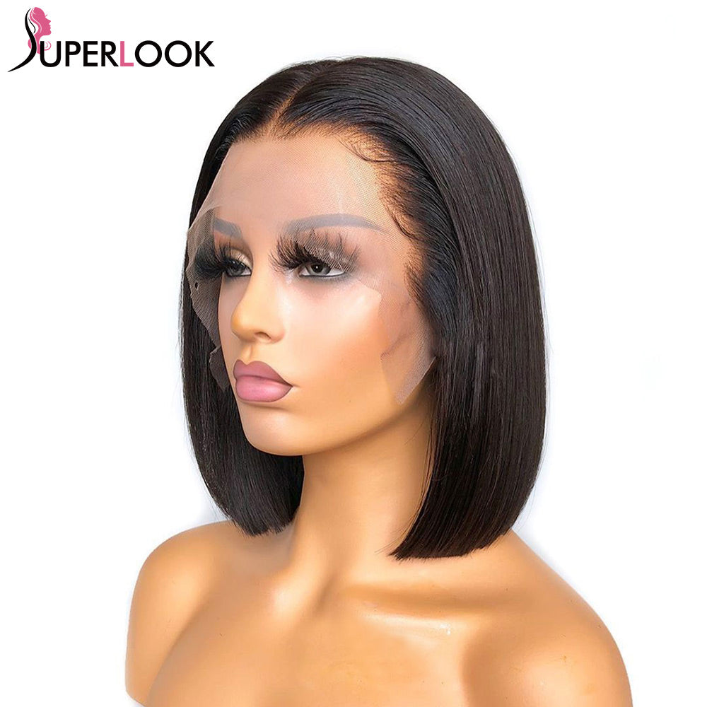 Blunt Cut Short Bob Wig Straight Lace Front Human Hair Wigs For Women Pre Plucked Natural 13x4 13x6 T Part Lace Frontal Wigs