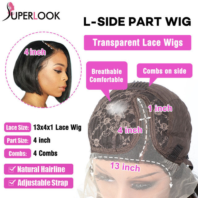 Blunt Cut Short Bob Wig Straight Lace Front Human Hair Wigs For Women Pre Plucked Natural 13x4 13x6 T Part Lace Frontal Wigs