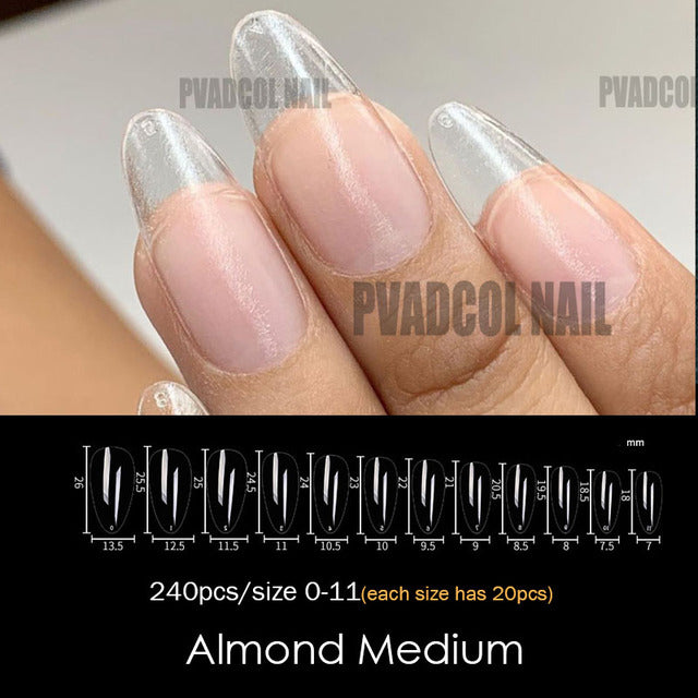 Gel Nails Extension System Full Cover Sculpted Clear Stiletto Coffin False Nail Tips 240pcs/bag