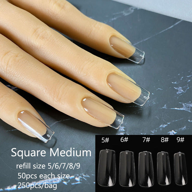 Gel Nails Extension System Full Cover Sculpted Clear Stiletto Coffin False Nail Tips 240pcs/bag