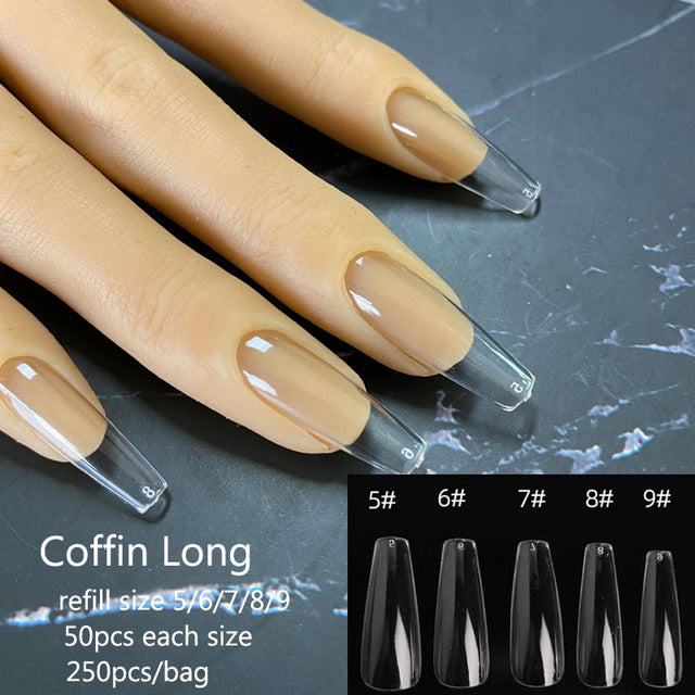 Gel Nails Extension System Full Cover Sculpted Clear Stiletto Coffin False Nail Tips 240pcs/bag