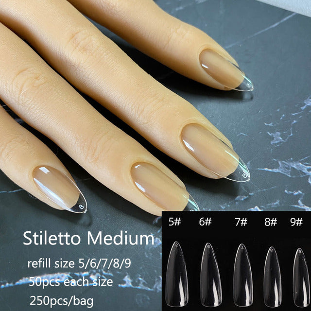 Gel Nails Extension System Full Cover Sculpted Clear Stiletto Coffin False Nail Tips 240pcs/bag