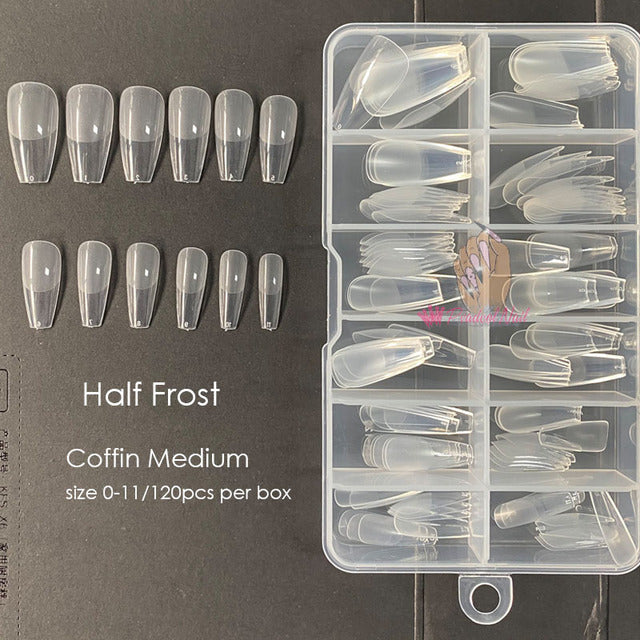 Gel Nails Extension System Full Cover Sculpted Clear Stiletto Coffin False Nail Tips 240pcs/bag