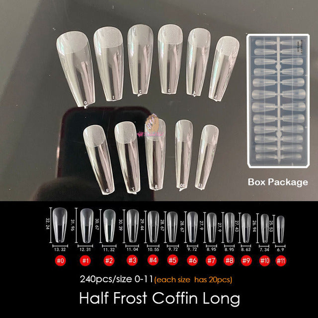 Gel Nails Extension System Full Cover Sculpted Clear Stiletto Coffin False Nail Tips 240pcs/bag