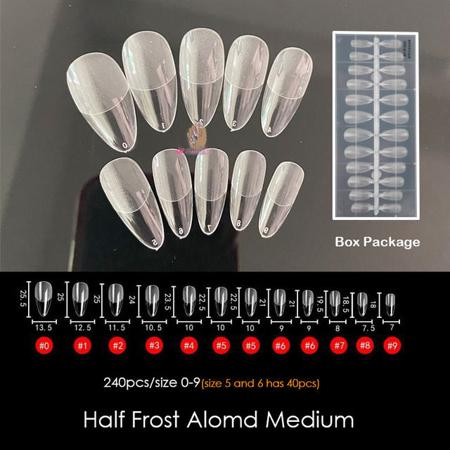 Gel Nails Extension System Full Cover Sculpted Clear Stiletto Coffin False Nail Tips 240pcs/bag