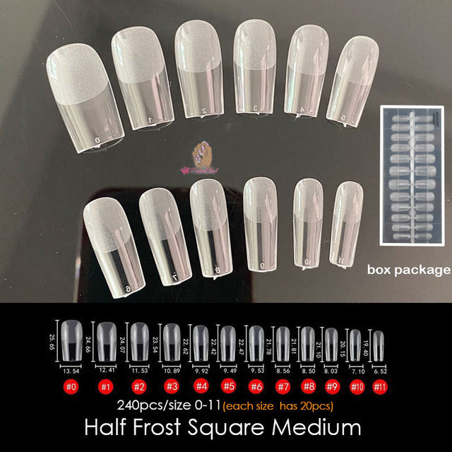 Gel Nails Extension System Full Cover Sculpted Clear Stiletto Coffin False Nail Tips 240pcs/bag