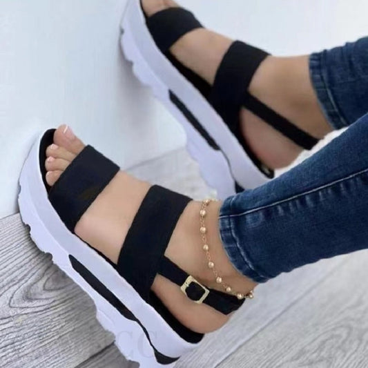 Women Sandals 2022 New Heels Woman Platform Wedges Shoes Ladies Summer Sandals Buckle Non-slip Beach Sandals Plus Size 35~43