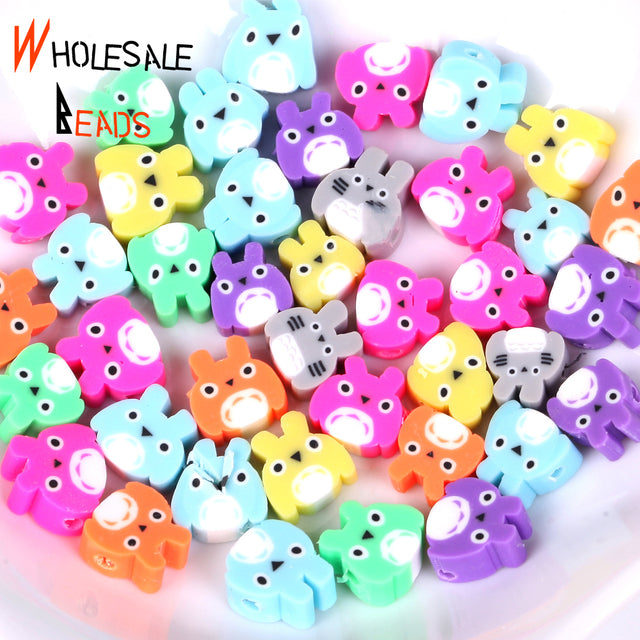 20-110pcs/Lot Polymer Clay Beads Smiley Animal Sunflower Heart Shape Christmas For Jewelry Making DIY Handmade Accessories