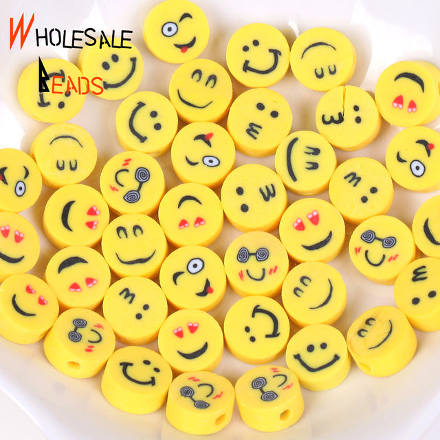 20-110pcs/Lot Polymer Clay Beads Smiley Animal Sunflower Heart Shape Christmas For Jewelry Making DIY Handmade Accessories