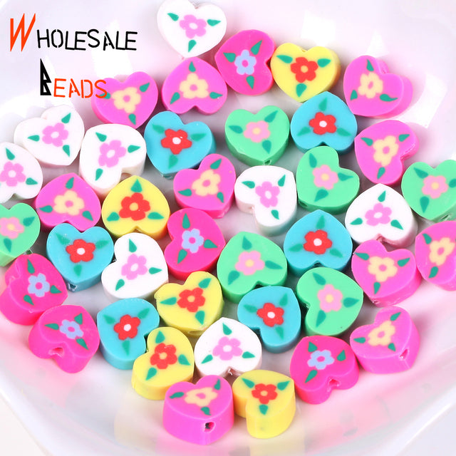 20-110pcs/Lot Polymer Clay Beads Smiley Animal Sunflower Heart Shape Christmas For Jewelry Making DIY Handmade Accessories