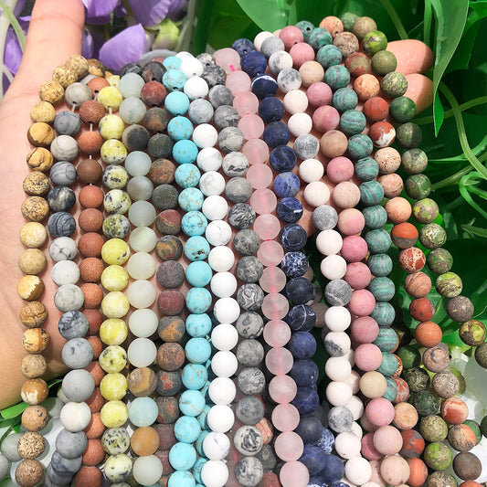 Natural Minerals Stone Matte Dull Polish Pink Zebra Jaspers Howlite Agates Beads for Jewelry Making DIY Bracelet 4-12mm Loose