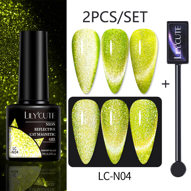 LILYCUTE 7ML 9D Cat Magnetic Gel Polish Set Semi Permanent Soak Off UV LED Glitter Nails Magnet Stick Black Gel Needed