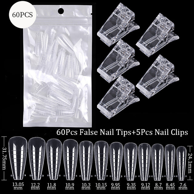 Acrylic Extension False Nail Tips Sculpted Full Cover Nail Tips Fake Finger UV Gel Polish Quick Building Mold Manicures Tool Set