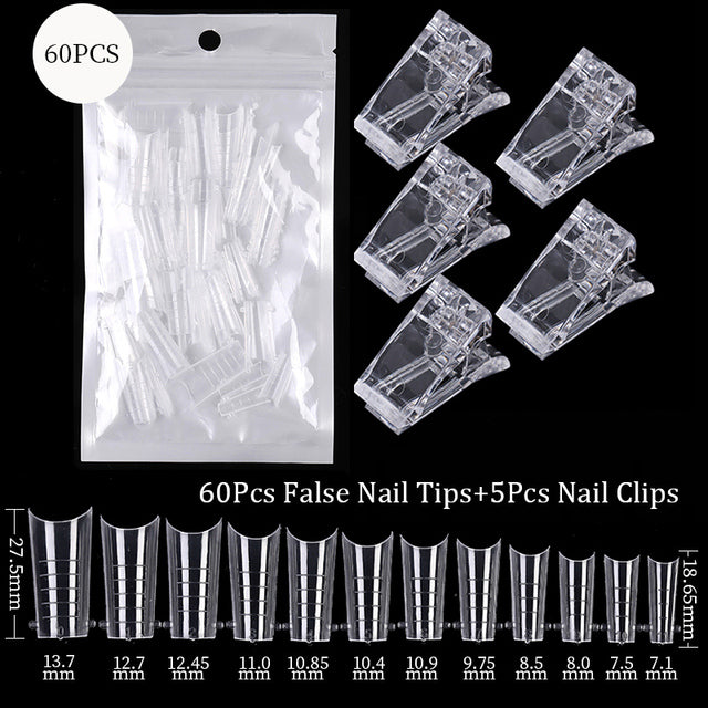 Acrylic Extension False Nail Tips Sculpted Full Cover Nail Tips Fake Finger UV Gel Polish Quick Building Mold Manicures Tool Set