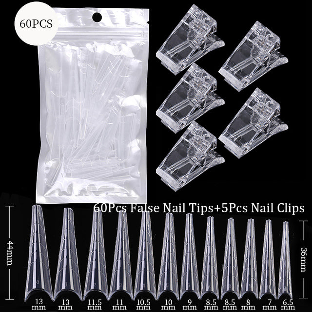 Acrylic Extension False Nail Tips Sculpted Full Cover Nail Tips Fake Finger UV Gel Polish Quick Building Mold Manicures Tool Set