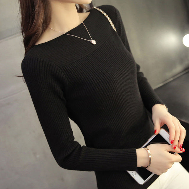 2022 Spring Casual Long Sleeve autumn Knitted Sweater Women Pullover Sweaters Korean Style Winter Slim White Pull Knitwear 7571