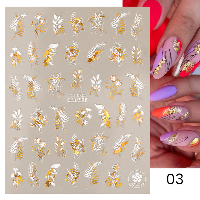 French Rose Gold Striping Tape Nail Design Stripe Lines Geometry 3D Sticker for Nails Gel Polish Sticker Decals for Manicuring