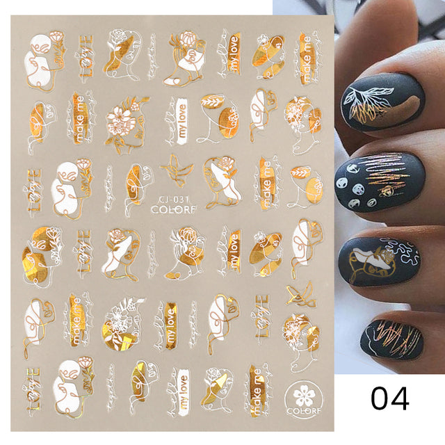 French Rose Gold Striping Tape Nail Design Stripe Lines Geometry 3D Sticker for Nails Gel Polish Sticker Decals for Manicuring