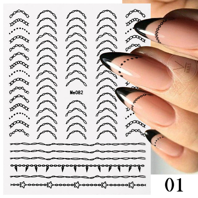 French Rose Gold Striping Tape Nail Design Stripe Lines Geometry 3D Sticker for Nails Gel Polish Sticker Decals for Manicuring