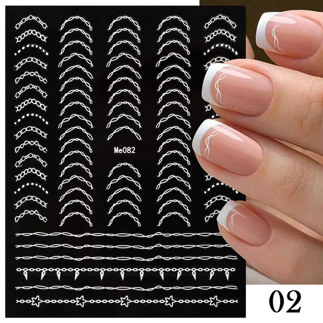 French Rose Gold Striping Tape Nail Design Stripe Lines Geometry 3D Sticker for Nails Gel Polish Sticker Decals for Manicuring