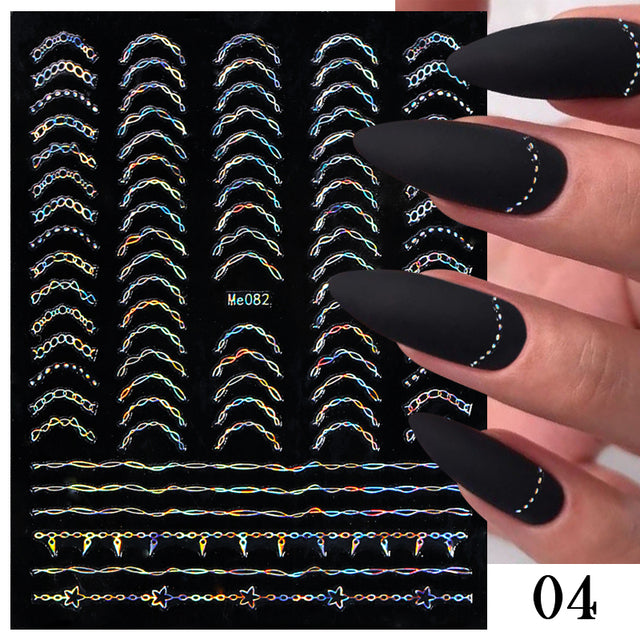 French Rose Gold Striping Tape Nail Design Stripe Lines Geometry 3D Sticker for Nails Gel Polish Sticker Decals for Manicuring