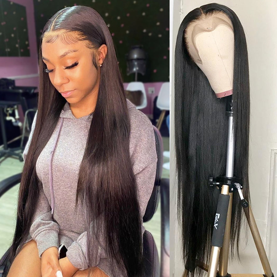 Bone Straight Lace Front Human Hair Wigs For Black Women 30 inch 13x6 HD Lace Frontal Wig Full Brazilian 4x4 5x5 Closure Wigs