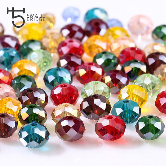 4 6 8mm Czech Loose Rondelle Crystal Beads For Jewelry Making Diy Needlework AB Color Spacer Faceted Glass Beads Wholesale